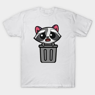 Kawaii Cute Raccoon in Garbage Trash T-Shirt